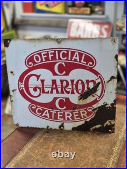 Vintage Original Clarion Caterers Enamel Advertising Sign 46x46cm