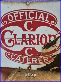 Vintage Original Clarion Caterers Enamel Advertising Sign 46x46cm