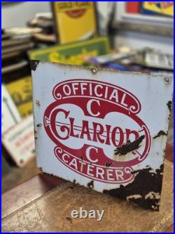 Vintage Original Clarion Caterers Enamel Advertising Sign 46x46cm