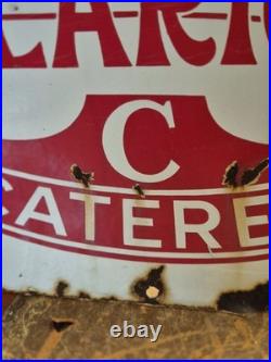 Vintage Original Clarion Caterers Enamel Advertising Sign 46x46cm