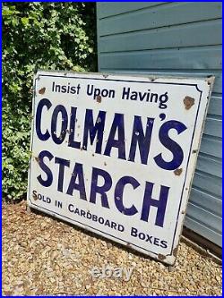 Vintage Original Colman's Starch Enamel Sign. Large