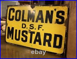Vintage Original Colmans DSF Mustard Enamel Sign. Delivery Available
