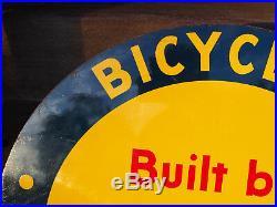 Vintage Original Columbia Bicycle Double Sided Flange Metal Enamel Sign Vintage Original Columbia Bicycle Double Sided Flange Metal Enamel Sign