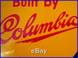 Vintage Original Columbia Bicycle Double Sided Flange Metal Enamel Sign Vintage Original Columbia Bicycle Double Sided Flange Metal Enamel Sign