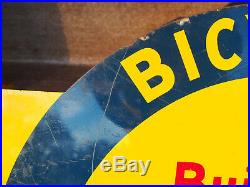Vintage Original Columbia Bicycle Double Sided Flange Metal Enamel Sign Vintage Original Columbia Bicycle Double Sided Flange Metal Enamel Sign