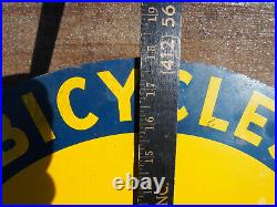 Vintage Original Columbia Bicycle Double Sided Flange Metal Enamel Sign