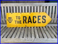 Vintage Original Double Sided AA Enamel Sign To The Races