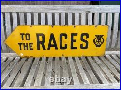 Vintage Original Double Sided AA Enamel Sign To The Races