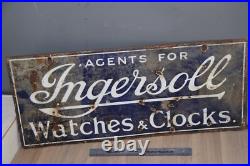 Vintage Original Double Sided AGENTS FOR INGERSOLL WATCHES & CLOCKS Enamel Sign