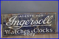 Vintage Original Double Sided AGENTS FOR INGERSOLL WATCHES & CLOCKS Enamel Sign