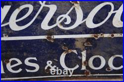 Vintage Original Double Sided AGENTS FOR INGERSOLL WATCHES & CLOCKS Enamel Sign