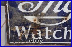 Vintage Original Double Sided AGENTS FOR INGERSOLL WATCHES & CLOCKS Enamel Sign