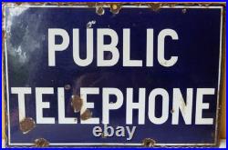 Vintage Original Double Sided GPO Public Telephone Enamel Sign 45.5 x 30.5cm