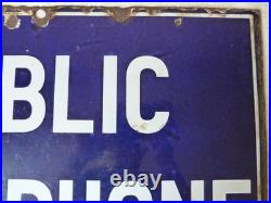 Vintage Original Double Sided GPO Public Telephone Enamel Sign 45.5 x 30.5cm
