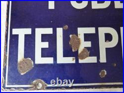 Vintage Original Double Sided GPO Public Telephone Enamel Sign 45.5 x 30.5cm