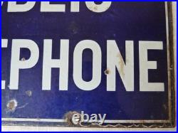 Vintage Original Double Sided GPO Public Telephone Enamel Sign 45.5 x 30.5cm