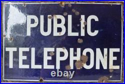 Vintage Original Double Sided GPO Public Telephone Enamel Sign 45.5 x 30.5cm