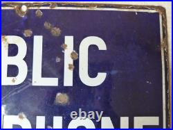 Vintage Original Double Sided GPO Public Telephone Enamel Sign 45.5 x 30.5cm