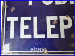 Vintage Original Double Sided GPO Public Telephone Enamel Sign 45.5 x 30.5cm