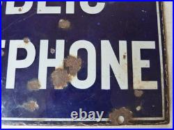 Vintage Original Double Sided GPO Public Telephone Enamel Sign 45.5 x 30.5cm