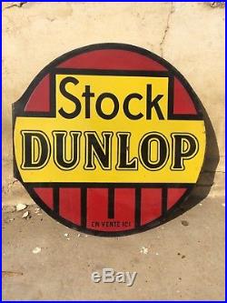 Vintage Original Dunlop Stock Enamel Sign 1930s Garage Petrol Tyres