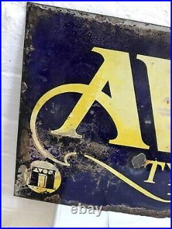 Vintage Original Early Avon Tyres Double Sided Enamel Sign