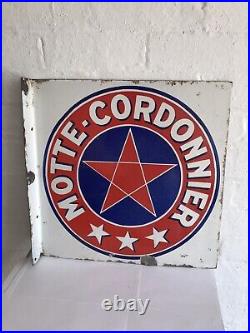 Vintage Original Early Motte- Cordonnier French Beer Enamel Advertising Sign