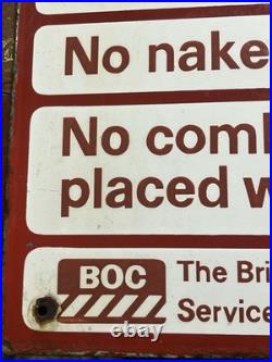 Vintage Original Enamel BOC British Oxygen Company Sign 35x35xm Rare NO SMOKING