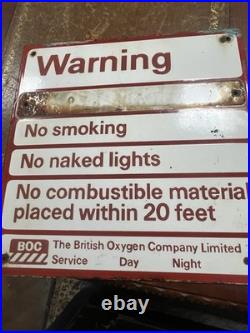 Vintage Original Enamel BOC British Oxygen Company Sign 35x35xm Rare NO SMOKING