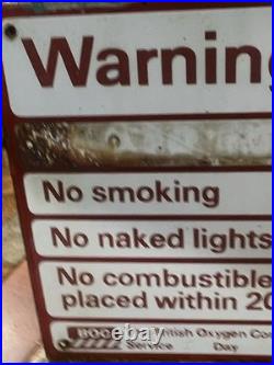 Vintage Original Enamel BOC British Oxygen Company Sign 35x35xm Rare NO SMOKING