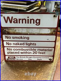 Vintage Original Enamel BOC British Oxygen Company Sign 35x35xm Rare NO SMOKING