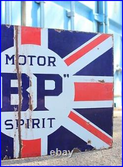 Vintage Original Enamel BP Motor Spirit Advertising Sign Double Sided