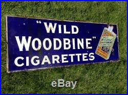 Vintage Original Enamel Metal Sign 18x 48 Wills Woodbine Cigarettes