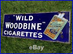 Vintage Original Enamel Metal Sign 18x 48 Wills Woodbine Cigarettes