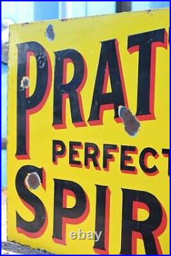 Vintage Original Enamel Pratts Double Sided advertising Sign