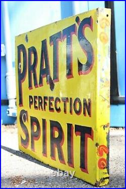 Vintage Original Enamel Pratts Double Sided advertising Sign