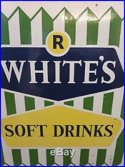 Vintage Original Enamel R Whites Lemonade Soft Drinks Advertising Sign Antique
