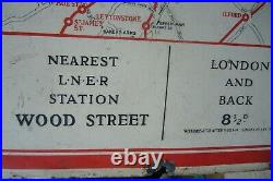 Vintage Original Enamel Railway Sign LNER, Central Line Wood Street Station
