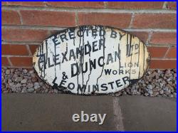 Vintage Original Enamel Sign Alexander & Duncan Ltd Leominster 12 x 20