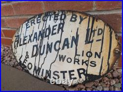 Vintage Original Enamel Sign Alexander & Duncan Ltd Leominster 12 x 20