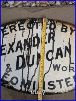 Vintage Original Enamel Sign Alexander & Duncan Ltd Leominster 12 x 20