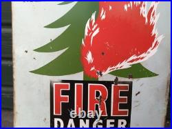 Vintage Original Enamel Sign FIRE DANGER