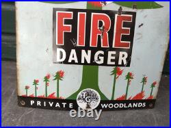 Vintage Original Enamel Sign FIRE DANGER