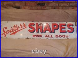 Vintage Original Enamel Sign Spillers Shapes Dog Food