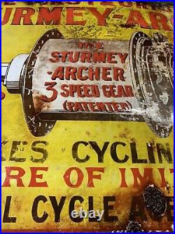 Vintage Original Enamel Sign Sturmey Archer Rare