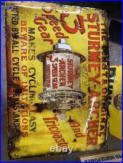 Vintage Original Enamel Sign Sturmey Archer Rare