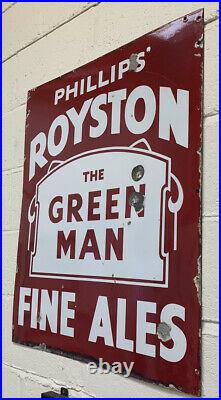 Vintage Original Enamel Sign The green man FINE ALES breweryania