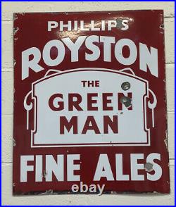 Vintage Original Enamel Sign The green man FINE ALES breweryania