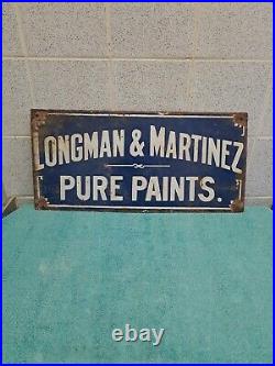 Vintage Original Enamel USA Sign (Longman & Martinez Pure Paint) 43 Cm X 20 cm