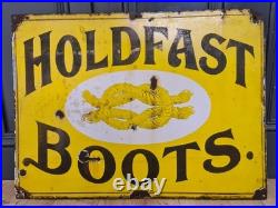 Vintage Original Holdfast Boots Enamel Advertising Sign Vintage Original Holdfast Boots Enamel Advertising Sign